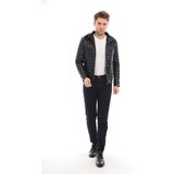 Sare Mod Saremod Kürk Yaka Erkek Deri Mont - 4XL - 01-Siyah