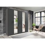 Sare Trade Hernest 6 Kapılı 2 Aynalı Gardırop 225X58X207 cm Çok Amaçlı Yatak Odası Elbise Dolabı Beyaz Meşe - Siyah