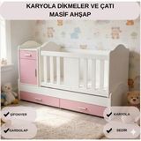 Sare Trade Hernest Çekmeceli Mdf Bebek Yatağı Yan Yatışlı Bebek Beşiği Yeni Doğan Bebek Yatağı - Pembe