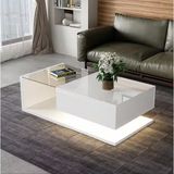 Sare Trade Hernest Modern Çekmeceli Orta Sehpa Doğal Meşe Raflı 105 x 55 x 32,5 cm - BEYAZ