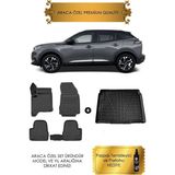 Sare Tuning Peugeot 2008 1.2 Hybrid 2025 2026 Sonrası Havuzlu Paspas ve Üst Kısım Bagaj Havuzu Set - Siyah