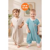 Sarebaby Müslin Uyku Tulumu Seti 2'li 0.5 Tog Oeko-tex Sertifikalı %100 Doğal Pamuk Turkuaz&Bej Rengi