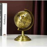 Sarego Dünya Haritası Antik Vintage Metal Biblo 360° Dönen Standlı Retro Küre Masaüstü Ofis Işyeri Ev Hediyelik Dekor - GOLD