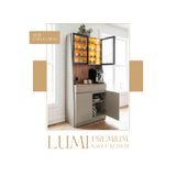 Sarenzo Lumi Led'li Kahve Köşesi | Cam Kapaklı Premium Mini Bar & Çok Amaçlı Dolap | Kum Beji-Çam