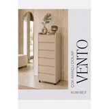 Sarenzo Mobilya Vento 6 Çekmeceli Çok Amaçlı Dolap, Mutfak Antre Salon ve Çocuk Odası Düzenleyici, 130X55X40 Cm, Kum Beji