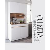 Sarenzo Mobilya Vento Kahve Köşesi Modern Tasarım Beyaz Atlantik Çam 120 cm Genişlik 210 cm Yükseklik 4 Raflı - Atlantik Çam - Beyaz