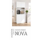 Sarenzo Nova 90x210 cm Çok Amaçlı Dolap Kahve Köşesi Mutfak Düzenleyici Beyaz