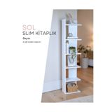 Sarenzo Slim Köşe Kitaplık (Beyaz) Şık Modern Kitaplık (Sol Köşe)