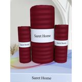 Saret Home Pamuk Saten Çift Kişilik Lastikli Çarşaf Set ,otel Tipi Yastıklı , - Bordo - 160x200