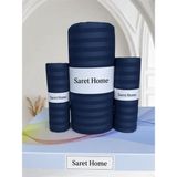 Saret Home Pamuk Saten Çift Kişilik Lastikli Çarşaf Set ,otel Tipi Yastıklı , - Lacivert - 160x200