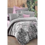 Sarev Ines Gri Çift Kişilik %100 Pamuk 200 x 220 cm Flanel Pazen Nevresim Takımı