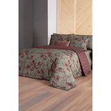 Sarev Kristen Bordo Pamuk Saten 300 Tc Çift Kişilik Nevresim Takımı - 200 x 220 cm - Bordo - Gri