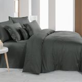 Sarev Monochrome Dark Gray %100 Pamuk Saten ''300 Tc" Nevresim Takımı Battal Boy-Koyu Gri - 240 x 220 cm