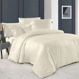 Sarev Monochrome Ecru %100 Pamuk Saten ''300 Tc" Nevresim Takımı Çk V2 - Ekru - 200 x 220 cm