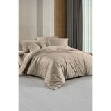 Sarev Monochrome Natural Beige Pamuk Saten Çift Kişilik Nevresim Takımı - 200 x 220 cm - Bej
