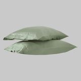 Sarev monochrome pamuk saten yastık kılıfı smoke green - Yeşil - 50 X 70