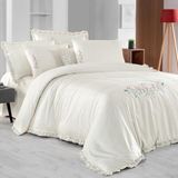 Sarev Nitra Ekru King Size (Battal Boy) %100 Pamuk Saten "300 Tc" Nevresim Takımı - Gri - 240 x 220 cm
