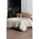 Sarev Saura Bej Pamuk Fancy Poplin Çift Kişilik Nevresim Takımı - 200 x 220 cm