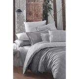Sarev Sümer V1 Fancy Çift Kişilik 200x220 cm Gri Poplin Nevresim Takımı
