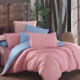 Sarev Sümer V3 Fancy Çift Kişilik 200x220 cm Pembe Poplin Nevresim Takımı