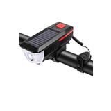 SARFEX Güneş Enerjili Usb Şarjlı Bisiklet Lambası Solar Fener Ön Far Işık Aydınlatma Kornalı