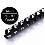 Sarff 14 mm Plastik Spiral Siyah 60-90 Yaprak Kapasiteli 100'lü Kutu Plastik Spiral