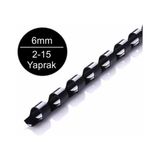 Sarff 6 mm Siyah Plastik Spiral 2 - 15 Yaprak Kapasiteli Model 100'lü Kutu Fonksiyonel Ofis Malzemesi