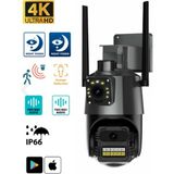 Sarftech 2+2 Mp Hd 4K Ip Kamera Wifi Özellikli Hareket Takipli Gece Sensörlü Güvenlik Kamerası Blm-61 - Siyah