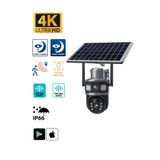 Sarftech 4G 7.5W Solar Ip Kamera Çift Ekran 2+2Mp Ultra Hd Gece Görüşlü Su Geçirmez Ip Güvenlik Kamerası