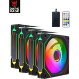 Sarftech 4in1 Set 120MM 6pin Rgb Kasa Fanı Argb Kontrolcü+Kumanda Dahil Rgb Kasa Fan Kiti Fan - Siyah