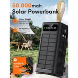 Sarftech 50.000MAH Solar Powerbank | Güneş Enerjili Taşınabilir Şarj Aleti | LCD Ekranlı - Siyah