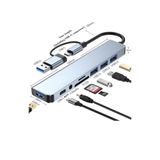 Sarftech 8 in 1 Type-C USB Çoklayıcı Hub - 4K HDMI, RJ45 Ethernet, SD/TF Kart Okuyucu, USB 3.0 Alüminyum Dönüştürücü Adaptör