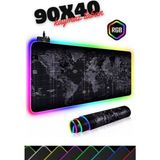 Sarftech 90x40 Rgb Dünya Desenli Mouse Pad LED Işıklı Dünya Gaming Mouseped 90x40 - Siyah