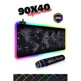 Sarftech 90x40 Rgb Dünya Desenli Mouse Pad Led Işıklı Su Geçirmez Dünya Desen Gaming Mousepad 90x40