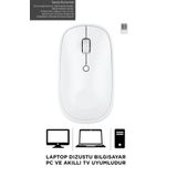 Sarftech Beyaz Kablosuz Zarif Tasarım Sessiz Buton 2.4Ghz Optik Mouse