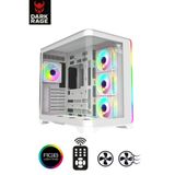 Sarftech Beyaz RGB 7 Fanlı 7x120mm Kumanda + Tuş Kontrollü 1x Type-c 2x Usb Gaming Akvaryum Kasa