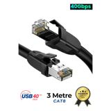 Sarftech Cat8 3 Metre Premium Süper Yüksek Hızlı Ethernet Kablosu 40 Gigabit/s 2000MHZ Metal Zırhlı RJ45 Lan Kablo