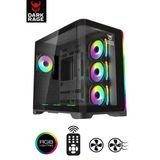 Sarftech Siyah RGB 7 Fanlı 7x120mm Kumanda + Tuş RGB Kontrollü 1x Type-C 2x Usb Gaming Akvaryum Kasa