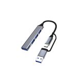 Sarftech USB Hub Çoklayıcı Metal USB-C + USB Çoklayıcı Type-C ve USB Bağlantılı 3.0 Metal 4 Usb USB Hub