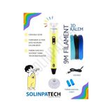Sarı 3D Kalem 3D Pen 3 Boyutlu Yazıcı Kalem 3 Renk 9 Metre Filament + USB KABLO