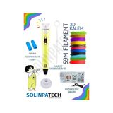 Sarı 3D Kalem 3D Pen Yazıcı Kalem | 10 Adet 5 Metre (Toplam 50 Metre) Filament + USB KABLO