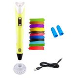 Sarı 3D Kalem 3D Pen Yazıcı Kalem – 10 Adet 5 Metrelik PLA Filament (Toplam 50M) + USB Kablo