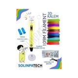 Sarı 3D Kalem 3D Pen Yazıcı Kalem | 20 Adet 5 Metre (Toplam 100 Metre) Filament + USB KABLO