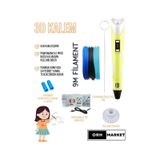 Sarı 3D Kalem 3D Pen Yazıcı Kalem – 3 Adet 3 Metrelik PLA Filament (Toplam 9M) + USB Kablo