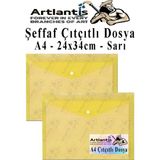 Sarı A4 Çıtçıtlı Dosya Şeffaf Renkli Zarf Dosya 2 Adet Çıt Çıtlı Dosya Su Geçirmez 100 - Çok Renkli - Standart - Genel