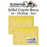 Sarı A4 Çıtçıtlı Dosya Şeffaf Renkli Zarf Dosya 2 Adet Çıt Çıtlı Dosya Su Geçirmez 100 Yaprak Kapasite