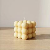 Sarı Bubble Küp Yasemin Kokulu Bitkisel Bazlı Dekoratif Mum