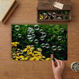 Sarı Çiçek Bahçesinde Baloncuklar Tasarımı 240 Parça Ahşap Puzzle Ahşap Kutuda MP00085