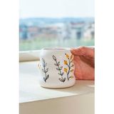Sarı Çiçekler Amore El Yapımı Seramik Double Kahve Bardağı Mug Kupa