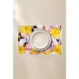 Sarı Çiçekli Gül Desenli Amerikan Servis 4’lü - 42X30 Pvc Kaplamalı Silinebilir - 30 x 42 cm - Renkli